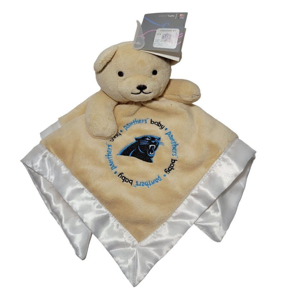 NFL Baby‎ Fanatic Lovey Carolina Panthers Bear Security Blanket Satin 13.5" NEW
